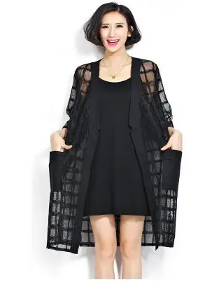 2020 летнее шифоновое пальто размера плюс стильная женская одежда в черную клетку