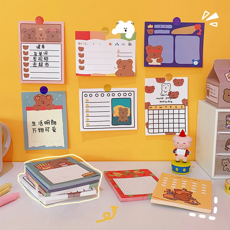 

Кавайный мультяшный медведь Милая записка Бумага сообщение Блокнот Канцтовары, офисный блокнот, оставьте сообщение канцелярские принадле...