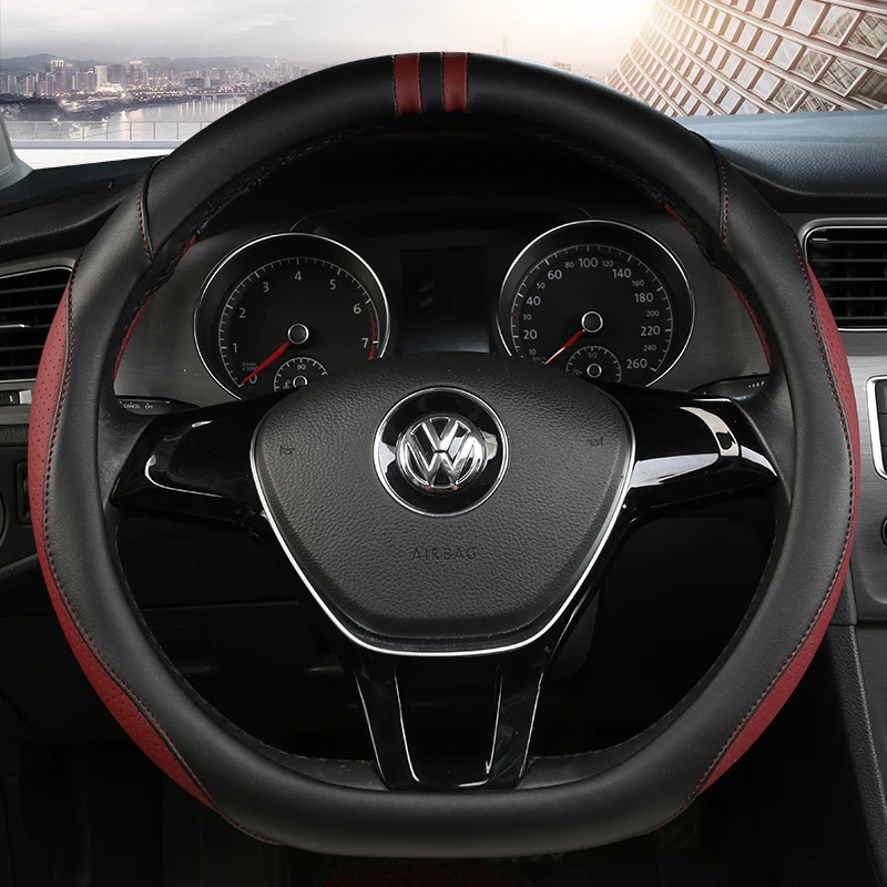 

D Shape O shape Car Steering Wheel Cover Non-slip PU Leather for POLO GOLF 7 Scirocco Suzuki Swift Nissan Rogue High Quality