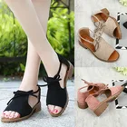 Босоножки женские в римском стиле, на танкетке, с открытым носком, большие размеры, 2021