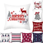 Рождественская Подушка, чехол с Санта-Клаусом, оленем, елкой, подушка, чехол, зимняя белая декоративная подушка, чехол, Рождественская подушка, чехол
