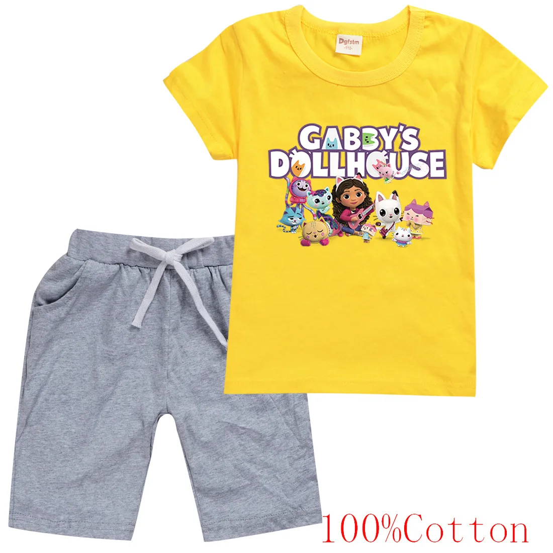 Lovely Gabbys Dollhouse Clothes Sets Kids Short-sleeved Cats T-shirt +Shorts 2-piece Set Baby Girls Clothing Children Tracksuits