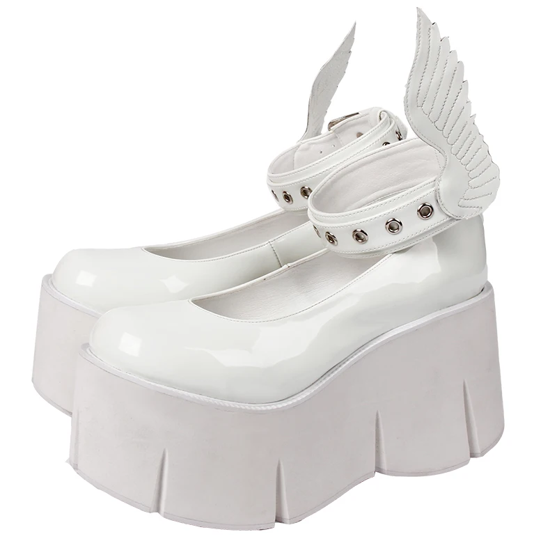 Туфли-лодочки женские на танкетке с ангельским принтом