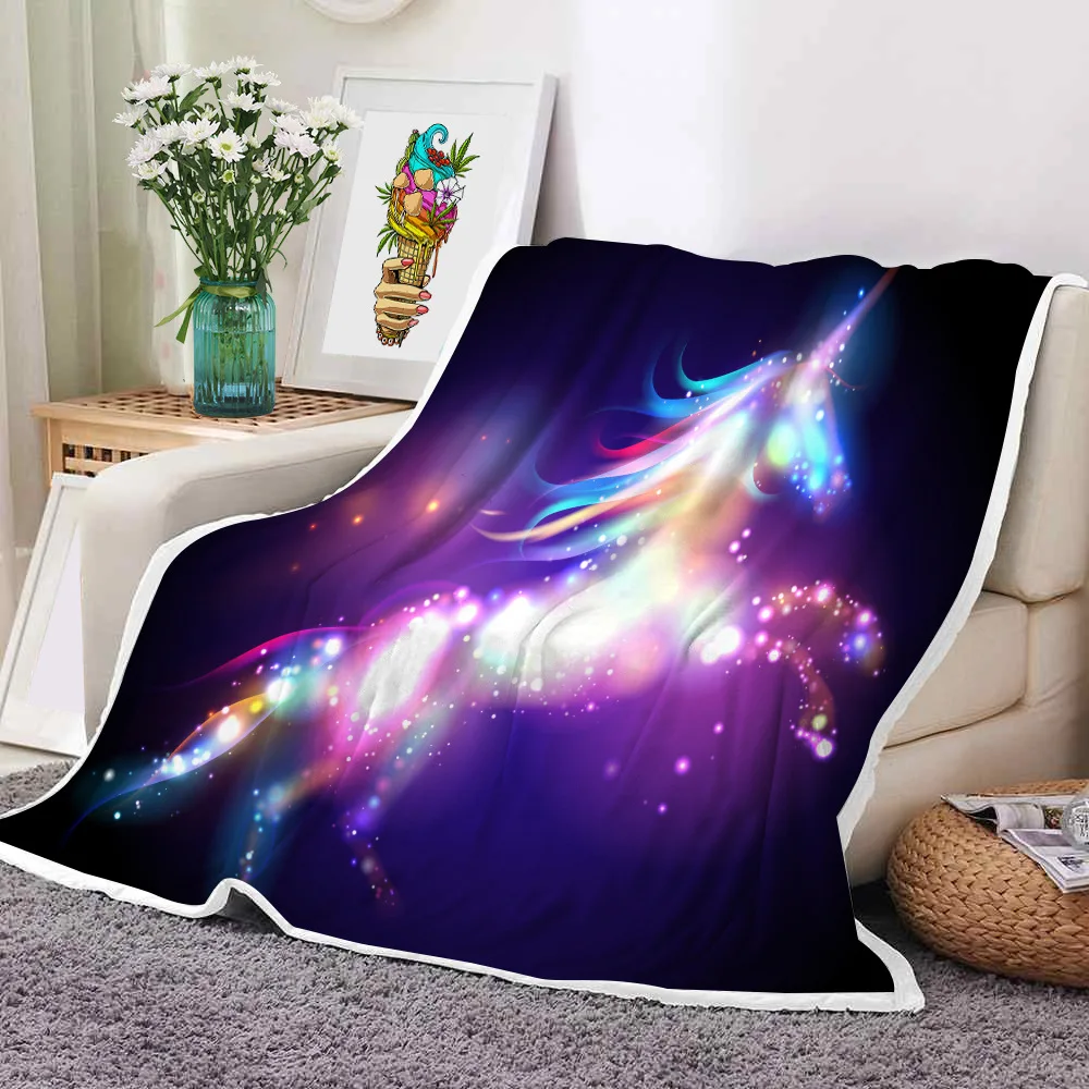 

Spring Summer Anime Animals Lion Unicorn House Coral Fleece Blanket On Beds Sofa Microfiber Throw Bedspread Office Nap Blanket