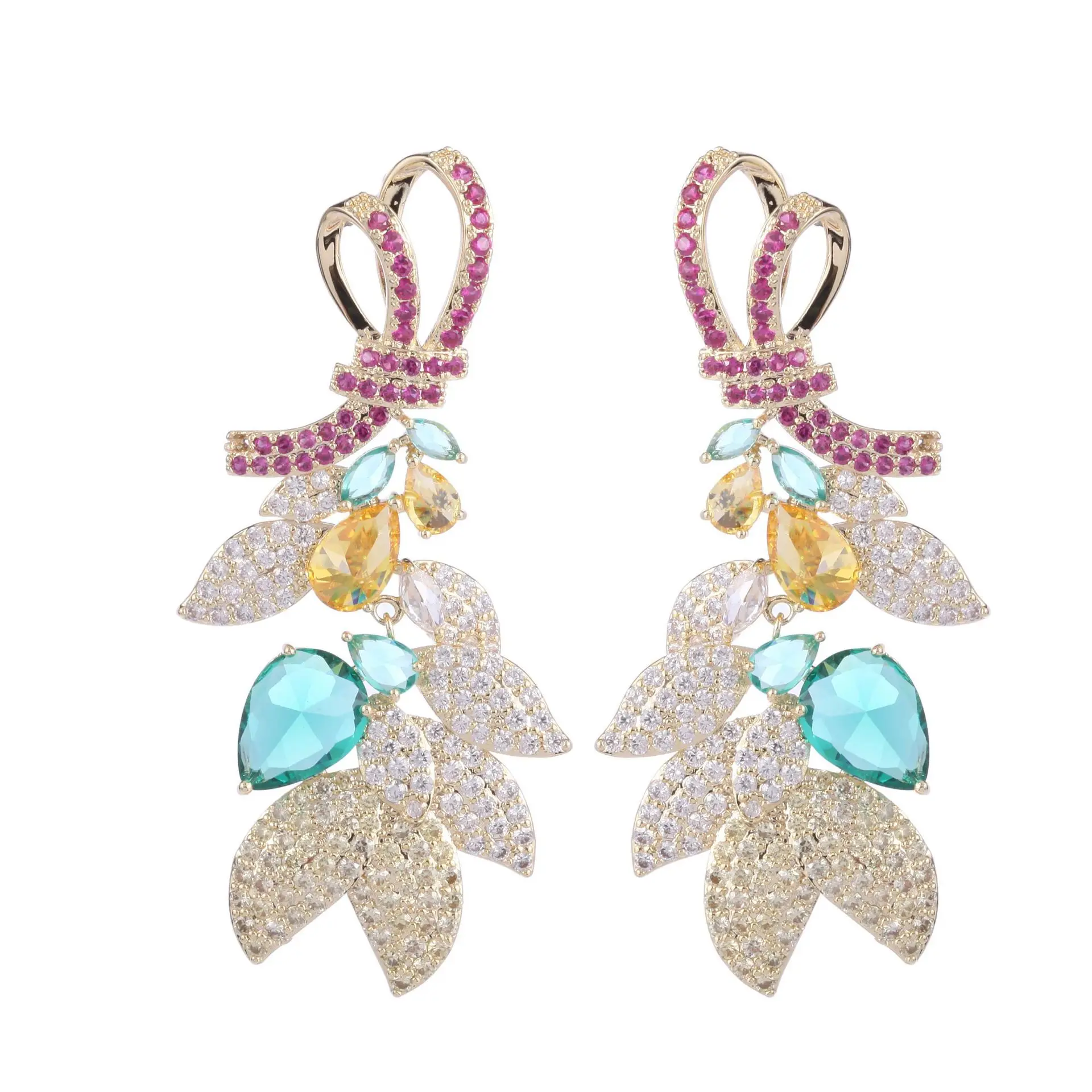 

Винтажные висячие серьги в форме цветка с микрозакрепкой из фианита, роскошные массивные Висячие серьги для женщин, свадебные ювелирные из...