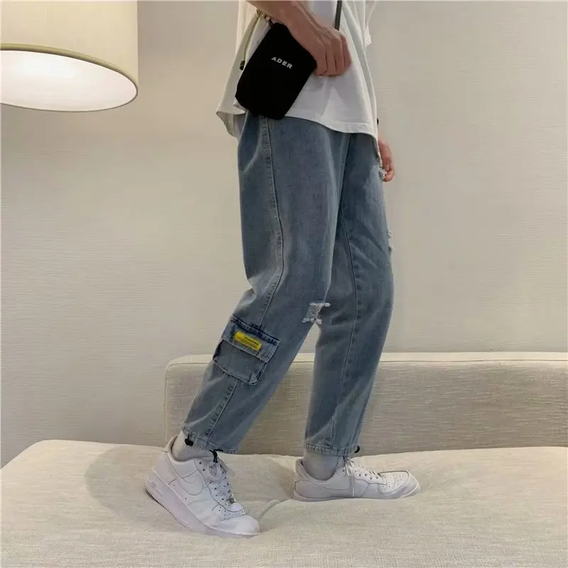 

Spring and autumn straight jeans loose ins Korean version of the trend new casual nine-point pants Hong Kong style old pants