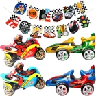 Флаг гоночного автомобиля Formula Car, воздушный шар, гоночный автомобиль в клетку, баннеры на день рождения, детская игрушка, украшение, мотоциклетные шары