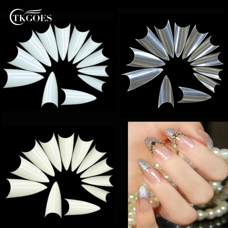 500 шт. в упаковке искусственные ногти на шпильке акриловые французские накладные