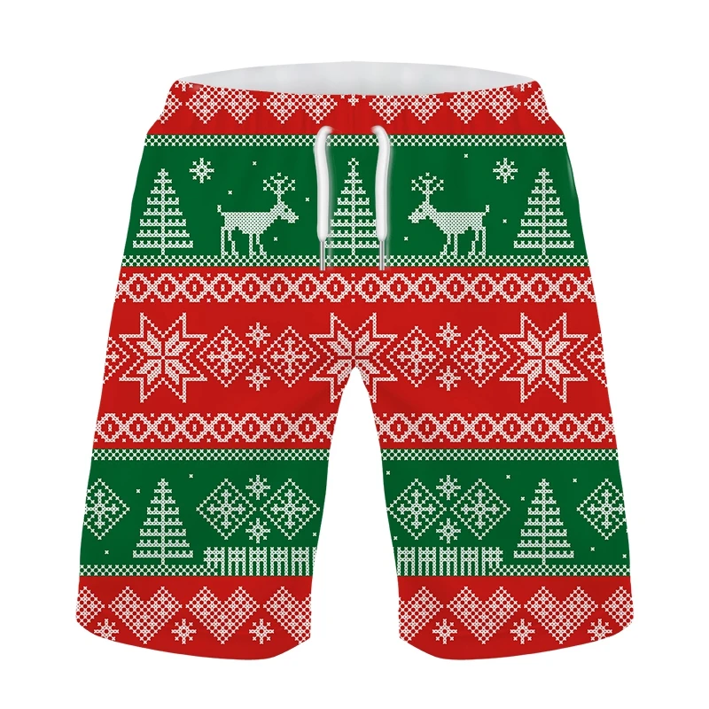 

Jumeast Men Women 3D Cartoon New Year Merry Christmas Oversized Board Shorts Fashion Summer Beach Casual Sweatpants Short Pants