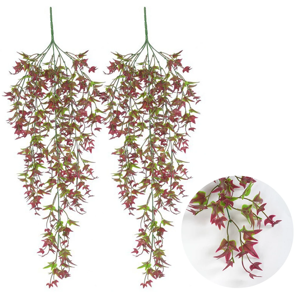 

2PCS Artificial Vine Artificial Plastic Plants Ivy Maple Leaf Garland Tree Fake Autumn Leaves Rattan Hanging Vines Home Wall