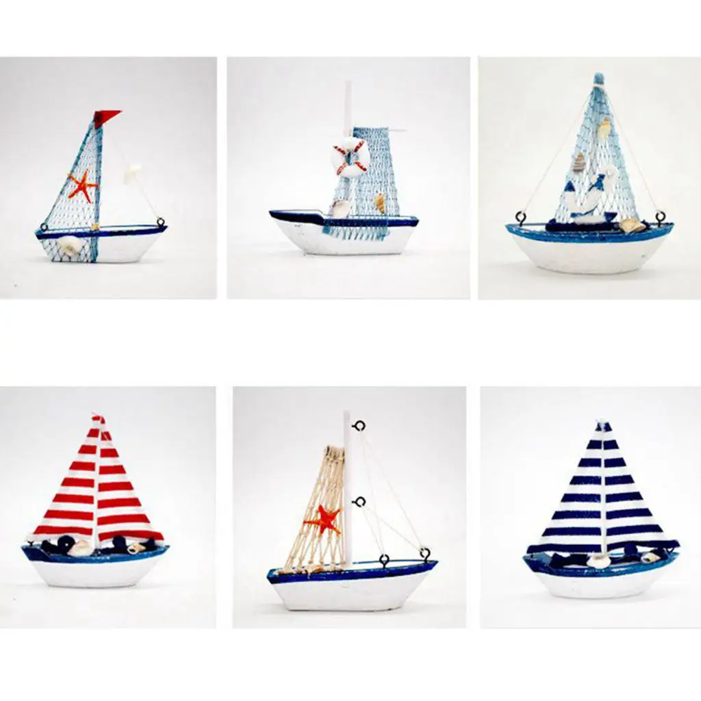 

Nautical Sailboat Mini Wooden Sailing Ship Tabletop Ornaments Christmas Gift