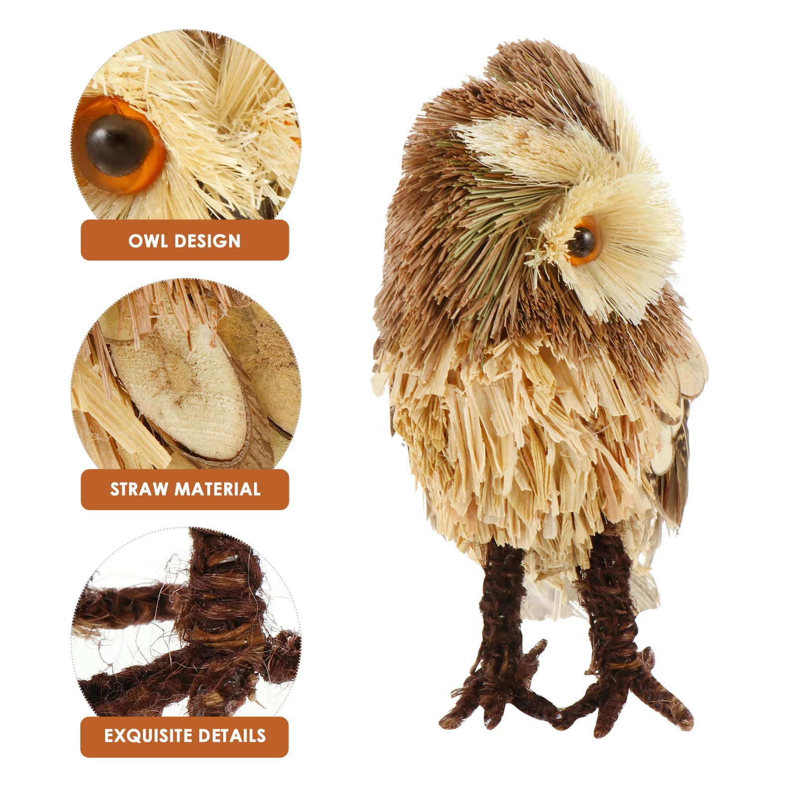 Straw Woven Night Owl Model Desktop Ornament Animal Shape Tabletop Adornment | Дом и сад