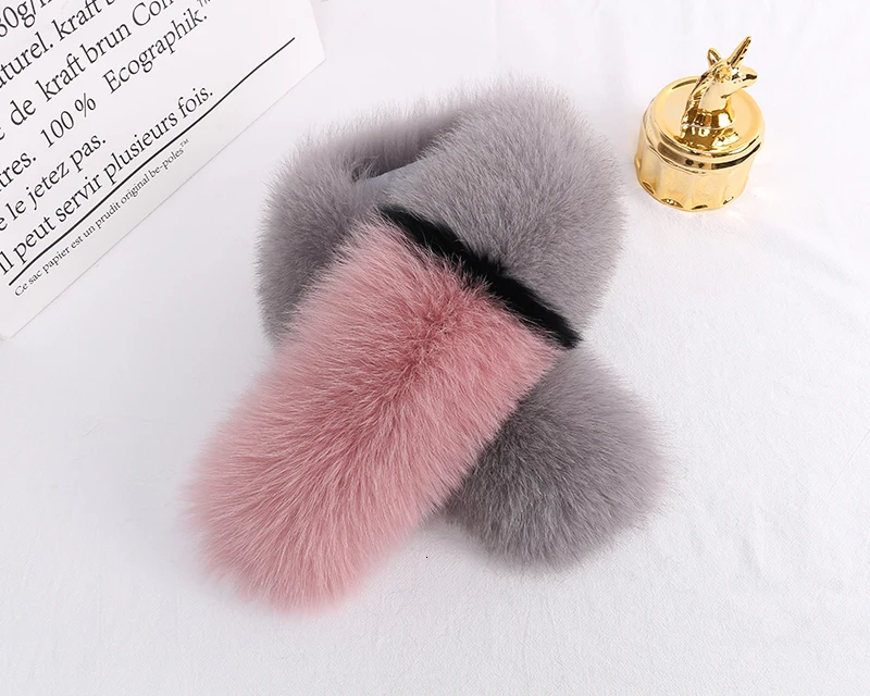 Pink gray И Тихий Домашний шарф из кожи и меха лисы шерсть воротник шарф действительно волосы орфографический Цвет Женский Детский шарф набор для грифа лисы ребенка свинца - Цвет: Pink gray