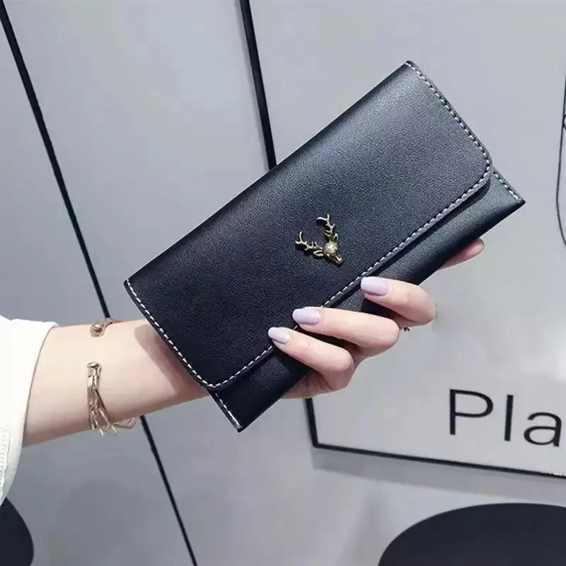 

Women Passport Cover Pu Leather cute Marble Style Travel ID Credit Card Holder Packet Leather Deer Head Decoration Wallet