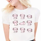 Летняя модная футболка Axolotl, футболка с графическим рисунком, женские топы, базовые футболки с круглым вырезом, забавная футболка для девочек