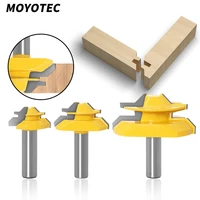 moyotec 3pc 45 degree lock miter router 12mm shank woodworking tenon milling cutter tool drilling milling for wood carbide alloy