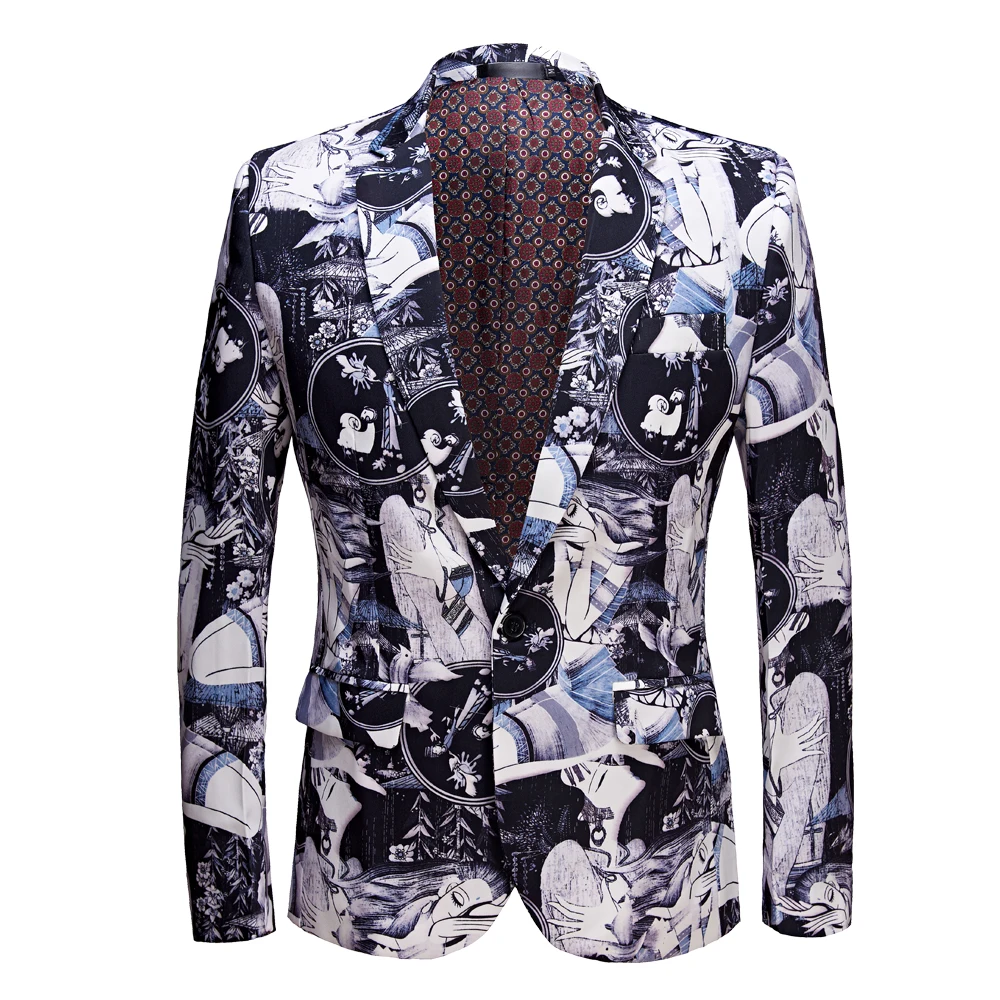 

Мужской повседневный блейзер с принтом сказочный дизайн приталенный деловой официальный блейзер мужской свадебный костюм куртки