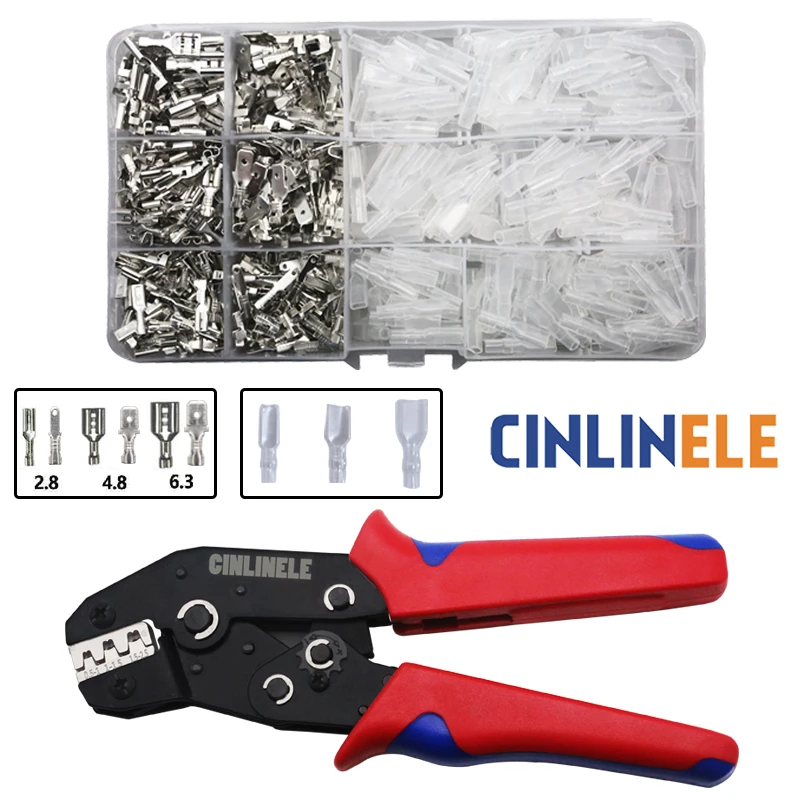 

Male/Female Spade Crimp Terminals Crimping Tools Electrical Pliers Insulating Sleeve Wire Wrap Connector SN-48B