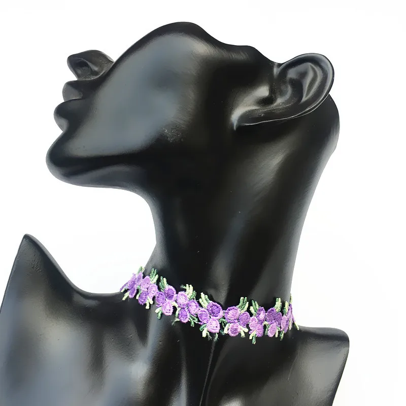 New Spring Flower Embroidery Necklace Ins Style Simple Multicolor Girl Choker Collarbone Collar For Women Jewelry | Украшения и