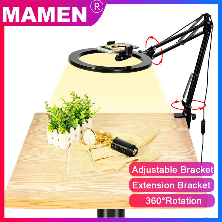 MAMEN с регулируемой яркостью 10 дюймов селфи светодиодный кольцевой светильник