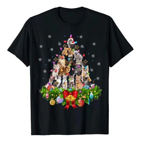 

Funny Cat Christmas Tree Xmas Gifts T-Shirt