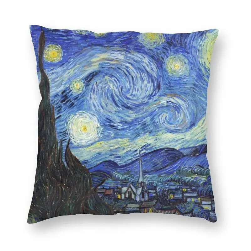 

Soft Vincent Van Gogh Starry Night Throw Pillow Case Home Decorative Square Art Painting Cushion Cover 40x40cm for Living Room