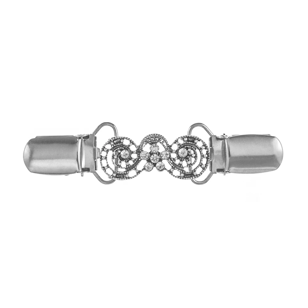Antique Silver Женский винтажный кардиган, свитер, блузка, булавка для шали клипсы для броши, воротник рубашки, Ретро зажим для утки, зимний шарф с застежками, аксессуары для шарма - Окраска металла: Antique Silver