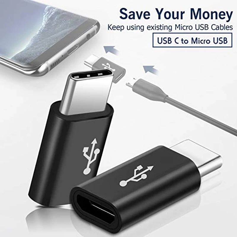 Адаптер с Micro USB на Type C для Redmi K20 Pro адаптер Samsung Galaxy A80 A70 A50 A30 S10 Plus переходник |