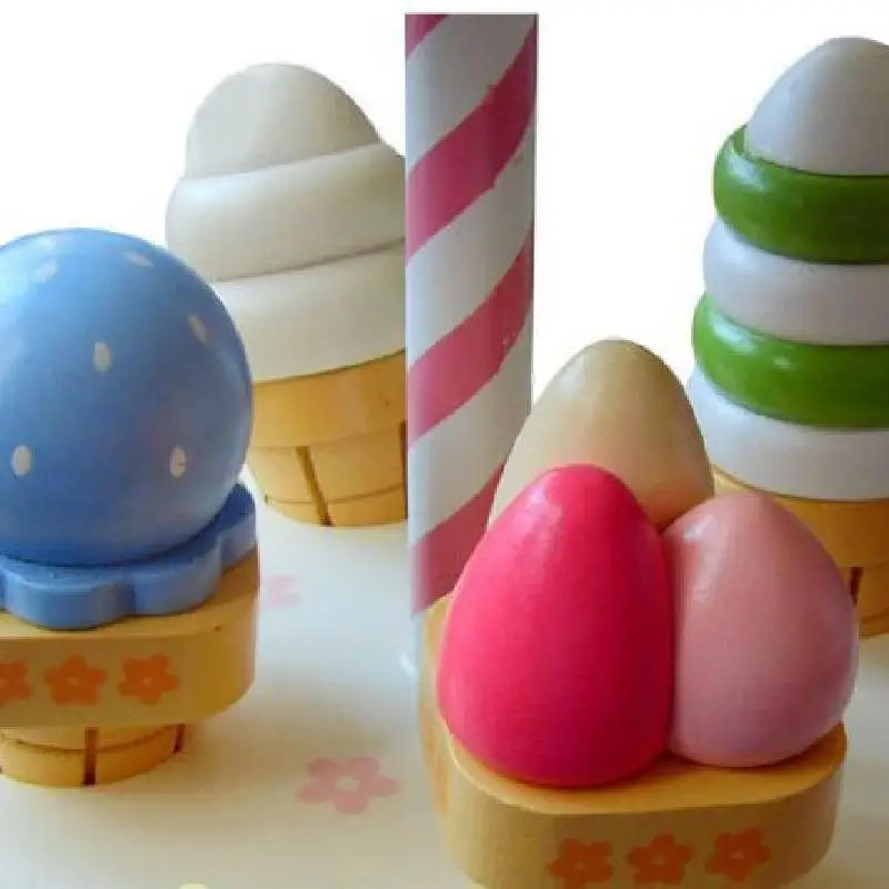 Высокое моделирование Icecream деревянный игрушечный набор детский игровой домик