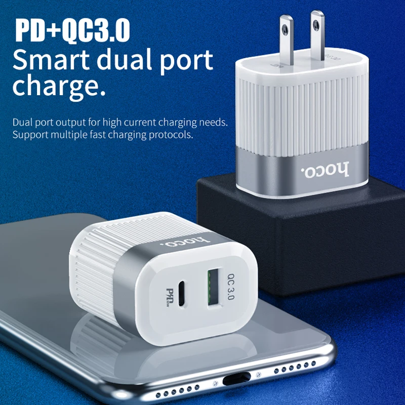 HOCO PD QC3.0 USB быстрое зарядное устройство для телефона 18 Вт Быстрая зарядка 3 0 ЕС США