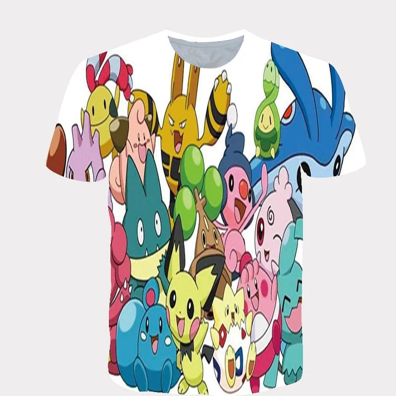 Летняя повседневная одежда для большой семьи с милым Аниме Пикачу и животными