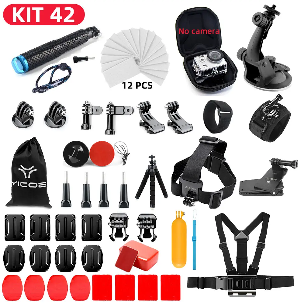 Для Go Pro Hero 8 7 6 5 4 3 Xiaomi yi mijia 4k комплект аксессуаров SJCAM SJ7 4k GoPro чехол штатив палка Крепление монопод Экшн-камера - Цвет: KIT42