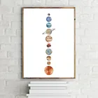 Плакат с акварелью, минималистичный настенный постер на холсте с изображением планет, солнечной системы, рисование акварелью, астрономическая Настенная картина