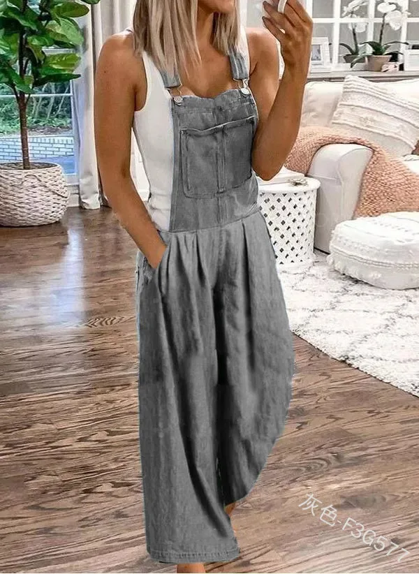 

Wide-leg Jeans Women Jumpsuit Rompers Plus Size Autumn Strappy French High Street Loose Casual High Waist Thin Jeans Bodysuit