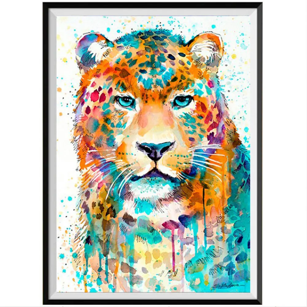 5D алмазная живопись Мультяшные животные тигр леопард кот Алмазная мозаика