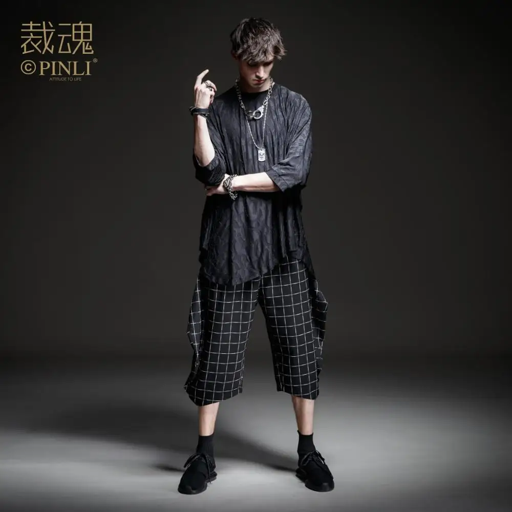 

Free shipping New men's male fashion soul black 2020 personality jacquard loose short-sleeved T-shirt top T shirt BC201111120