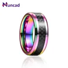 8 мм цветное инкрустированное черное углеродное волокно вольфрамовое углеродное кольцо полированное Радужное кольцо для мужчин хорошее качество