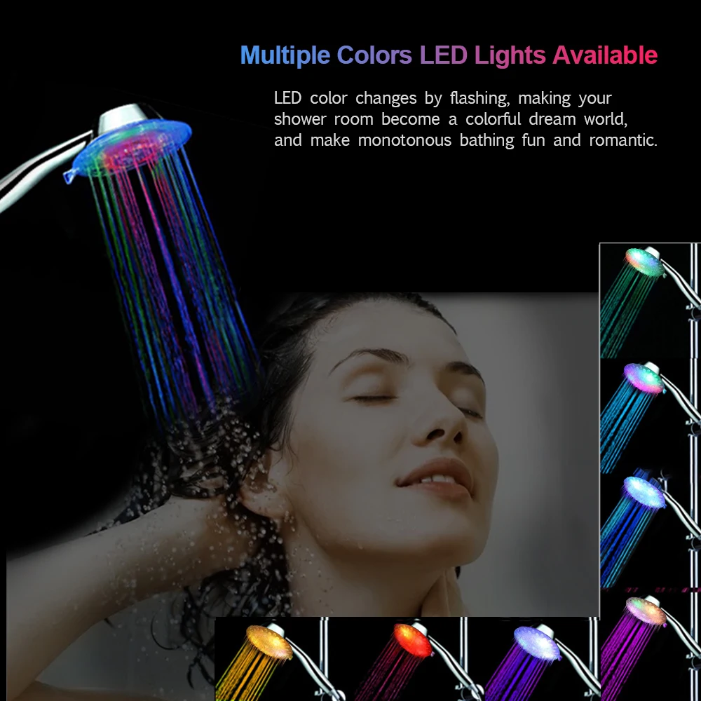 RGB 3/7 изменение цвета светодиодный спа душевая головка контроль температуры