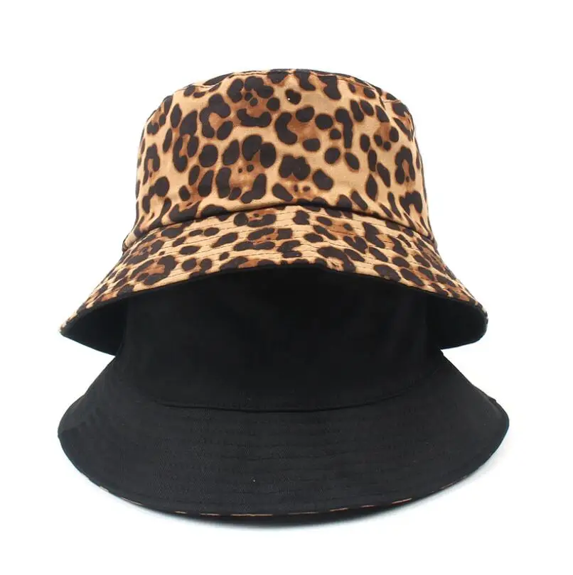 Панама Двусторонняя леопардовая для мужчин и женщин шляпа рыбака модная шапка