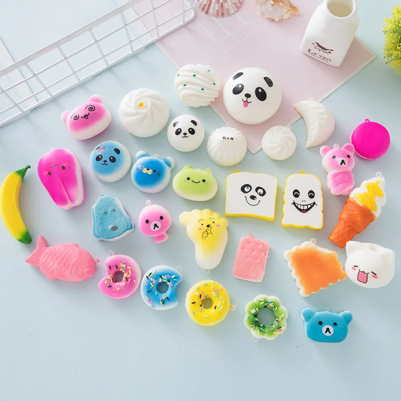 2019 случайные стили 10 шт./лот Мода Kawaii мультфильм панда банан бисквит мягкое ПУ