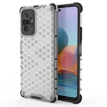 Applicable to red rice note10pro honeycomb transparent PC mobile phone case millet poco m3 four corner anti falling protective