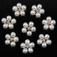 10pcslot fashion crystal rhinestone pearl flower embellishments buttons diy handmade materials christmas decoration buckle
