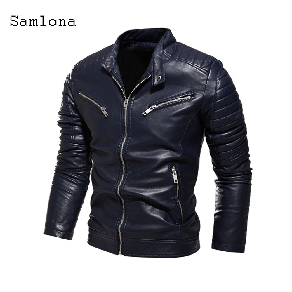 

2021 New Spring Autumn Faux Pu Leather Jackets Men Fashion Slim Fits Motocycle Jacket Patchwork Multi Zipper Sexy Mens Clothing