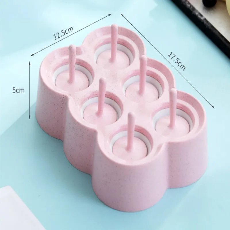 

6 Grids Ice Cream Mold Wheat Straw Popsicle Mold Form For Ice Cream Maker Fruit Ice Cube Mould Kitchen Accessories For Summer