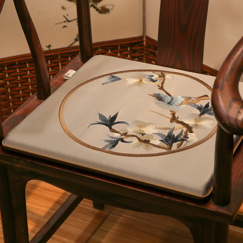 Традиционный китайский стиль цветы вышивка сиденья Cushons с пеной птицы красный