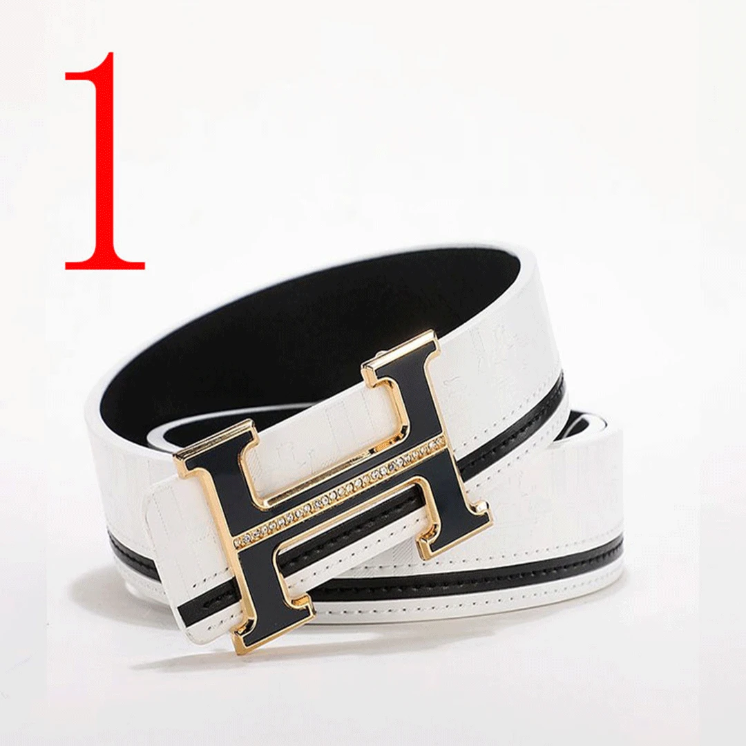 

Belt cowhide brass double pin buckle young men's belt new denim