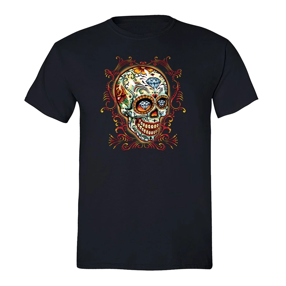 Мужские Pinstripes Sugar Skull Day Of Dead Dia De Los Muertos Мексиканская футболка с розами брендовая