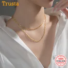 TrustDavis Подлинная 925 Стерлинговое Серебро модная Милая золотая цепочка ожерелье для женщин Свадебная бижутерия подарок DB1263