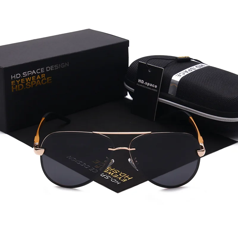 Солнцезащитные очки Мужские поляризационные прозрачные без оправы с пленочным