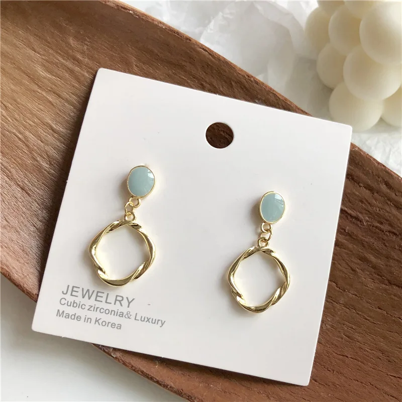 Clip Earrings Blue Корейские модные круговые серьги на клипсах, не пирсинг, Необычные очаровательные серьги, ювелирные изделия для женщин - Окраска металла: Clip Earrings Blue